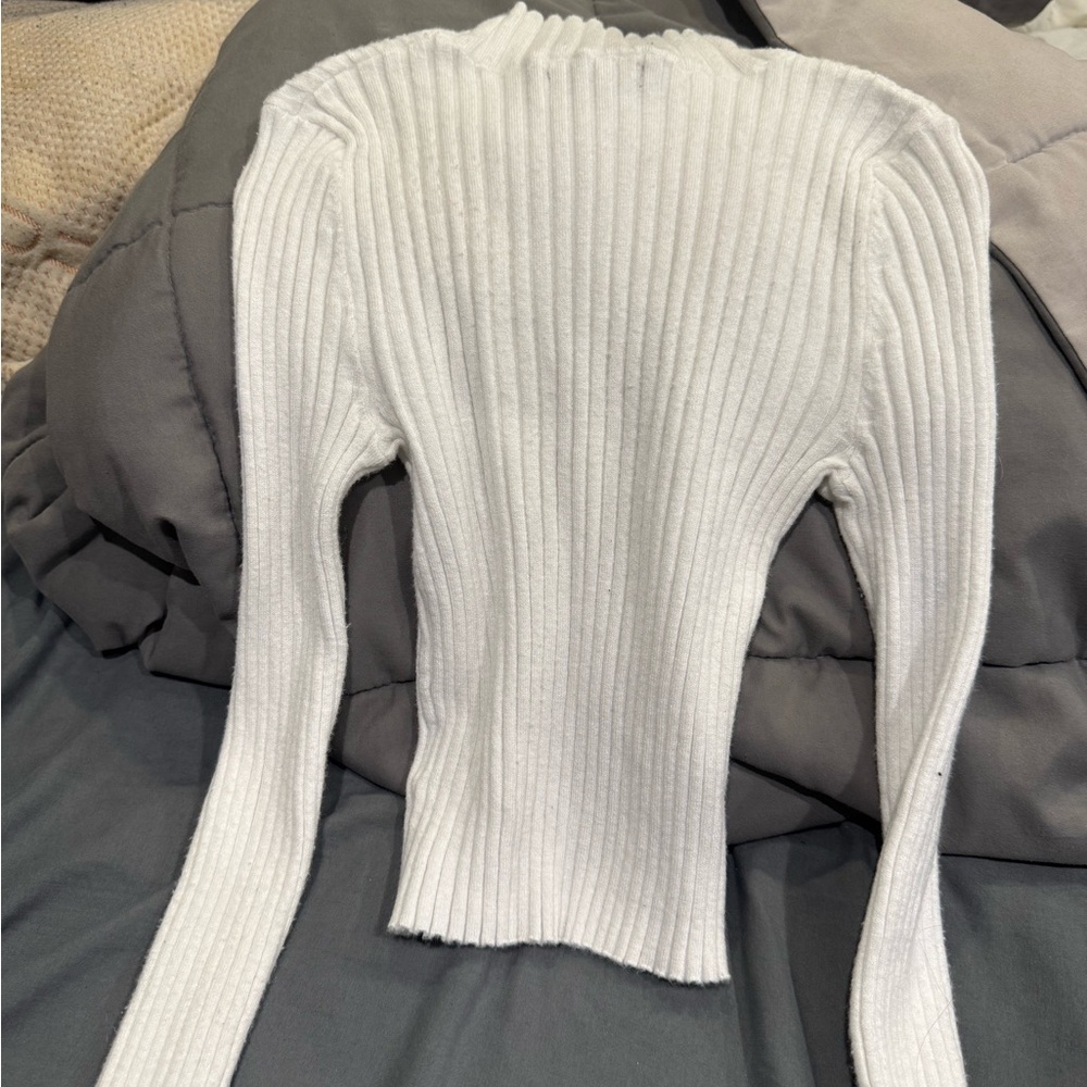 Kendall & Kylie Cream Ribbed Sweater